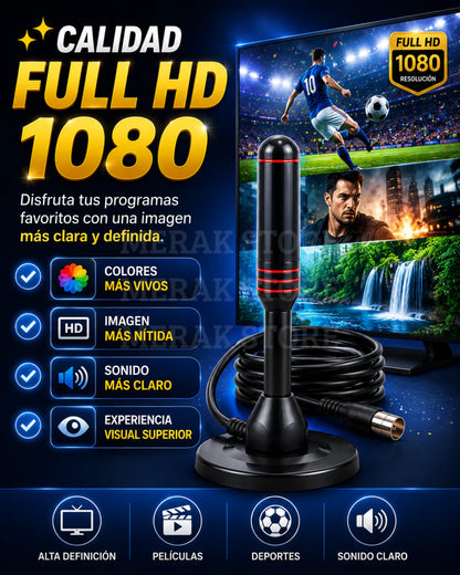 LA ÚNICA CON CABLE DE 5 METROS - Antena TV HD Digital - DISFRUTA TUS CANALES FAVORITOS EN FULL HD