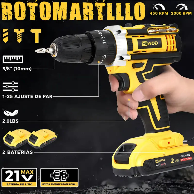 Taladro Atornillador Inalambrico: ÚLTIMO DIA CON 2 BATERIAS + 34 PCS DE REGALO