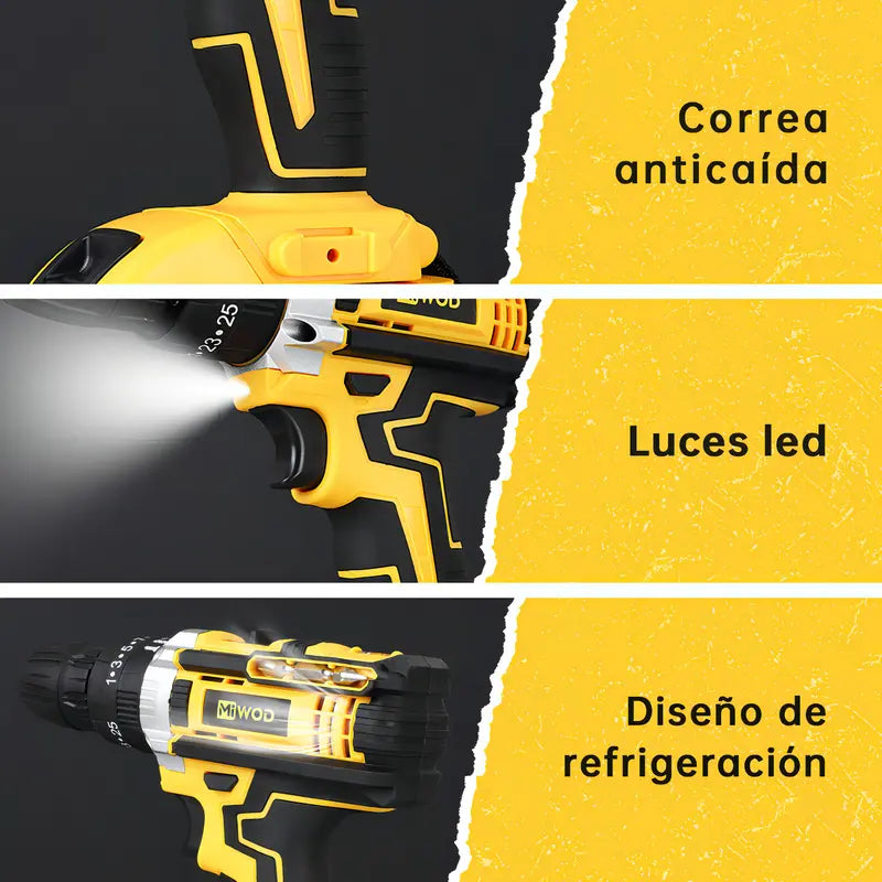 Taladro Atornillador Inalambrico: ÚLTIMO DIA CON 2 BATERIAS + 34 PCS DE REGALO