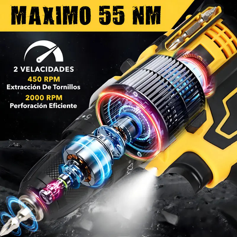 Taladro Atornillador Inalambrico: ÚLTIMO DIA CON 2 BATERIAS + 34 PCS DE REGALO