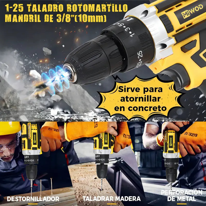 Taladro Atornillador Inalambrico: ÚLTIMO DIA CON 2 BATERIAS + 34 PCS DE REGALO