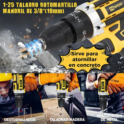 Taladro Atornillador Inalambrico: ÚLTIMO DIA CON 2 BATERIAS + 34 PCS DE REGALO